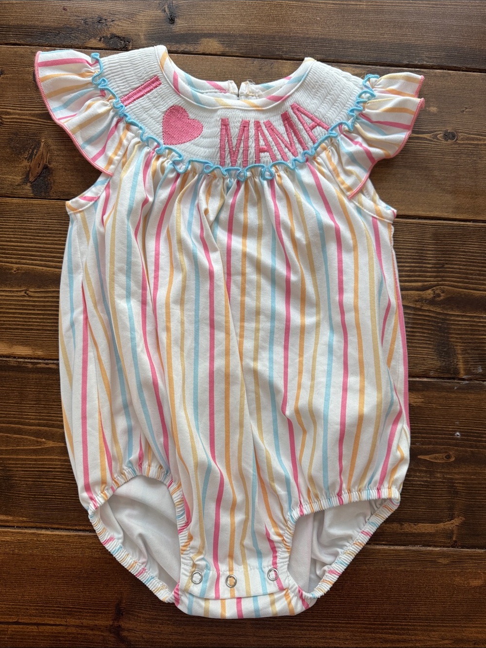 I Heart Mama Pastel Stripe Baby One-Piece